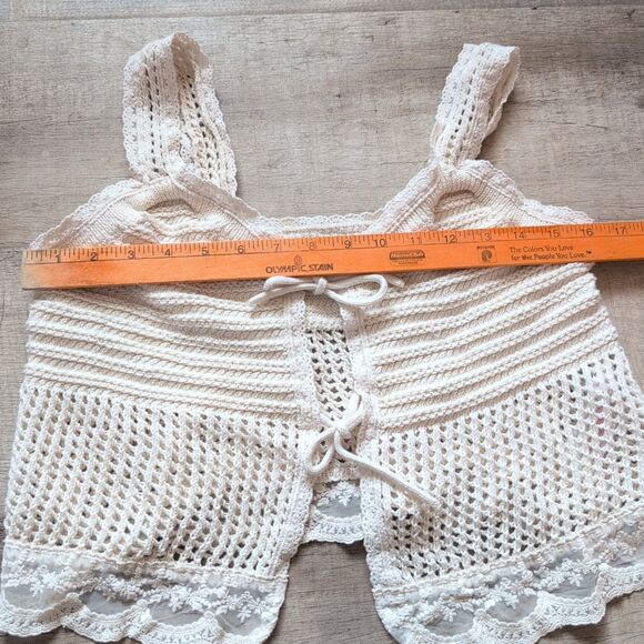 Rita Ora Primark Knit Crochet Sleeveless Tank Top Vest Cream Beige Size Small S - Picture 3 of 6
